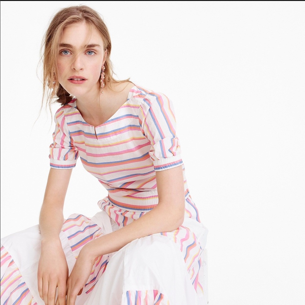 J.Crew Sorbet Rainbow Striped Crop Top